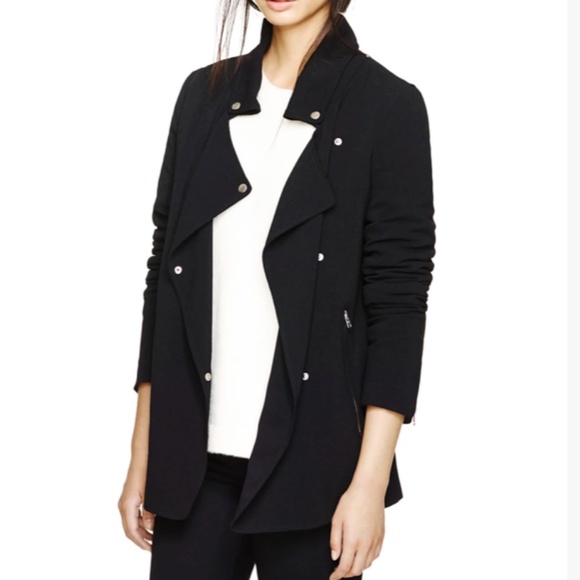 Aritzia Wilfred Mayet Black Crepe Moto Jacket Medium - Picture 2 of 12